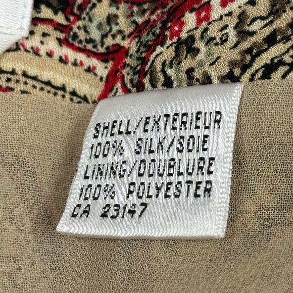 Talbots Petite Pure Silk Paisley Midi A-Line Red Beige Skirt Side Zip sz 10P - Picture 16 of 16